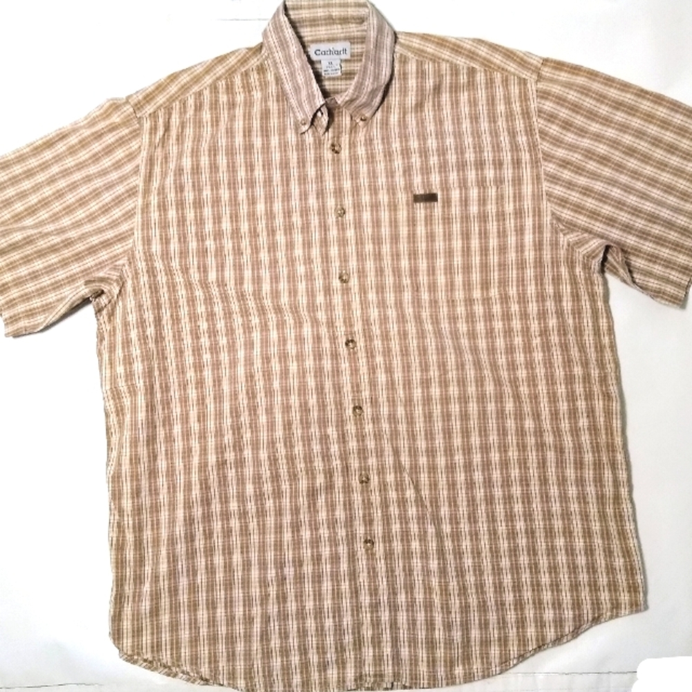 Carhartt Men's XL Tall Plaid Shirt Short Sleeve Button Down